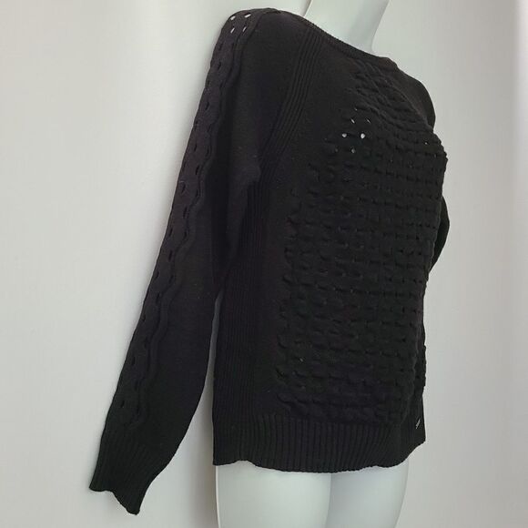 Tory Burch Black Basket Knit Sweater S - Picture 2 of 8
